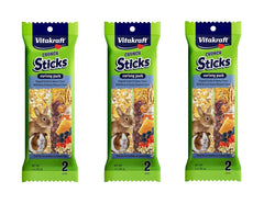 Vitakraft lote de 6 palitos crujientes en variedad para conejos y cobayas, estimulan masticación natural.