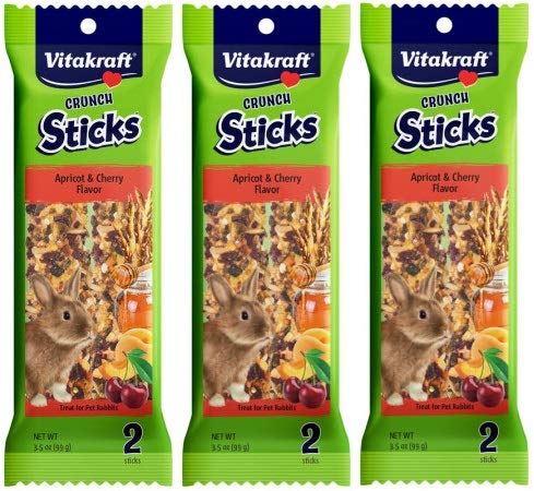 Vitakraft palitos crujientes para conejos, sabor albaricoque y cereza, para roer