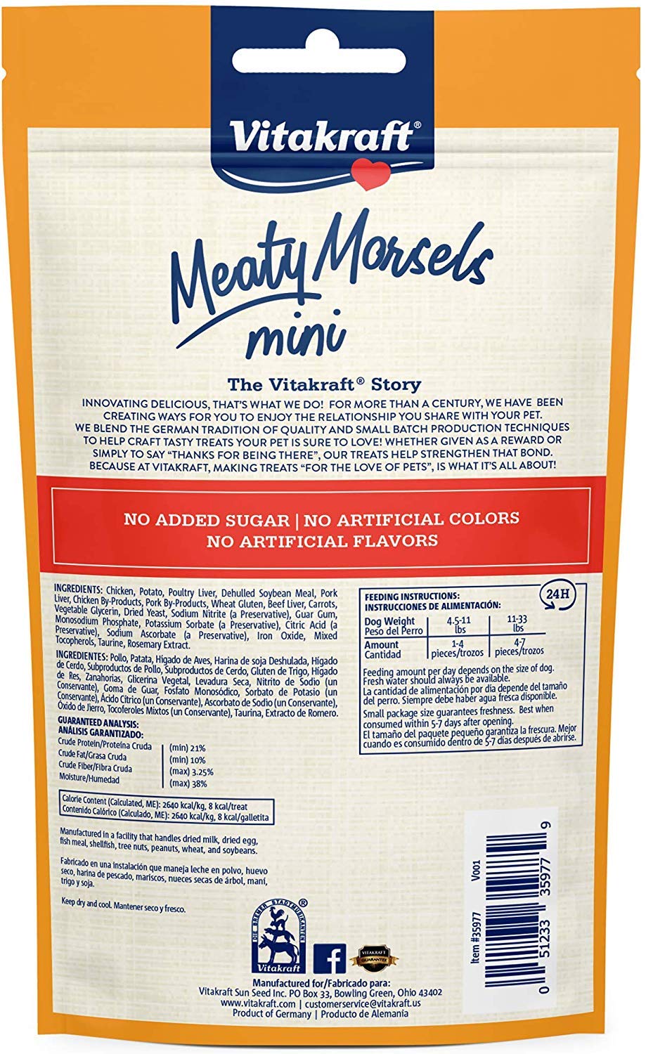 Vitakraft Chicken Mini Meaty Morsels: mordiscos suaves para entrenamiento y recompensa diaria.