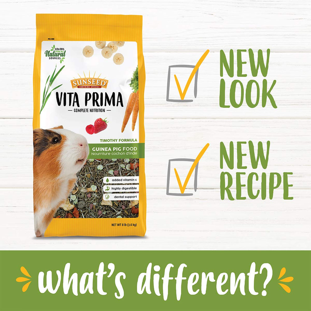 Vitakraft Sunseed Vita Prima: mezcla de granos y frutas para cobaya, sabor natural
