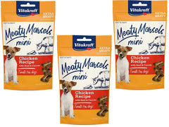 Vitakraft Chicken Mini Meaty Morsels: paquete de 3 premios sabrosos para perros pequeños.