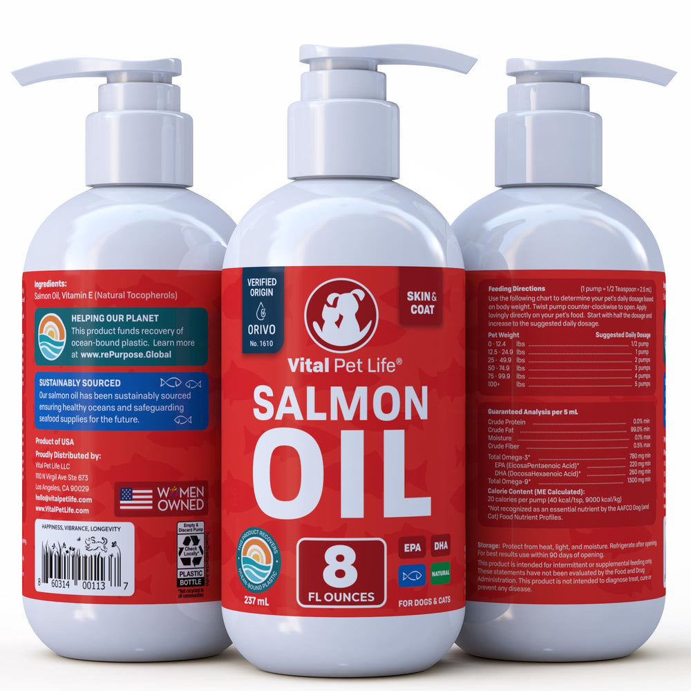 Origen sostenible del aceite de salmón Vital Pet Life.