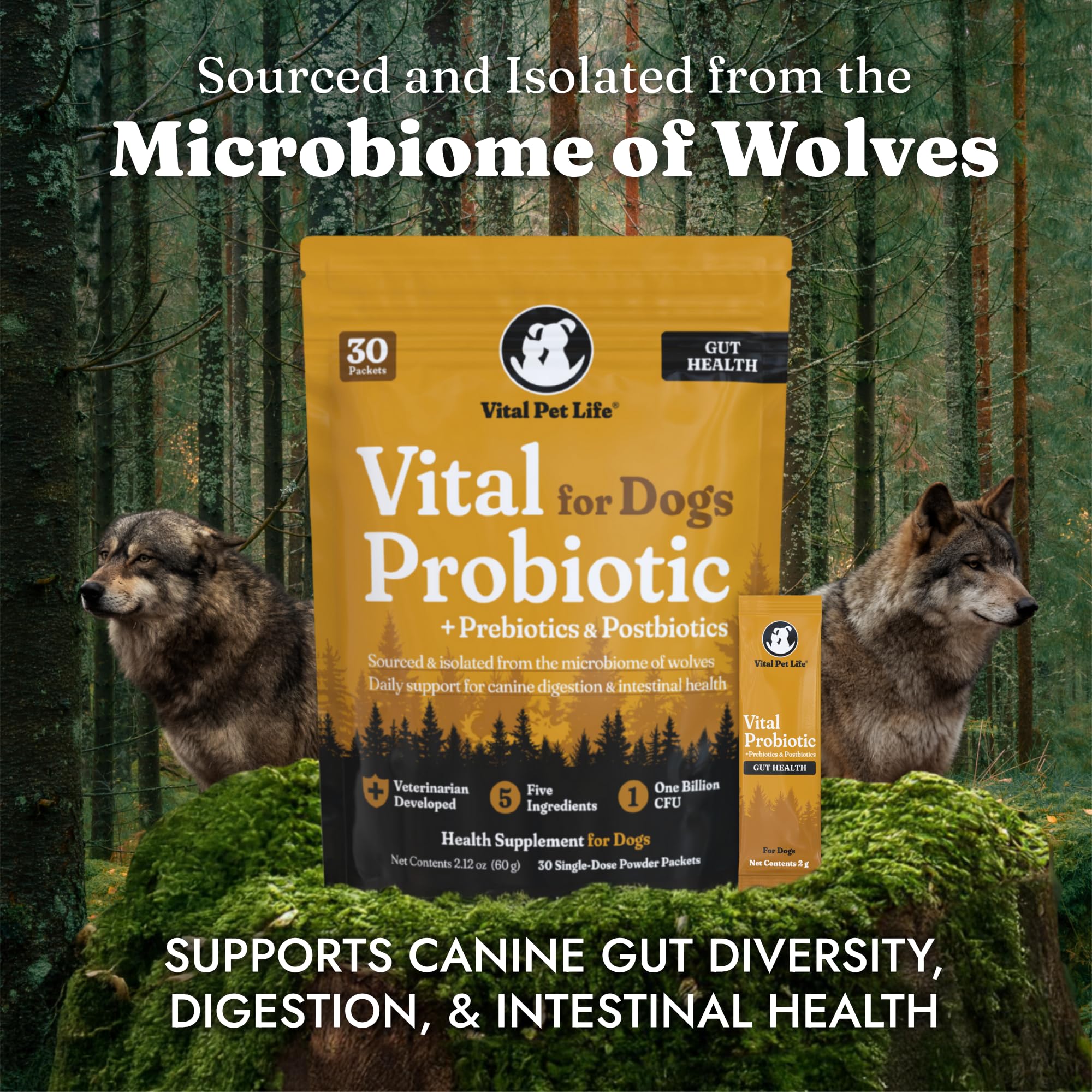 Vital Pet Life probióticos para perros añadidos a la comida para mayor comodidad