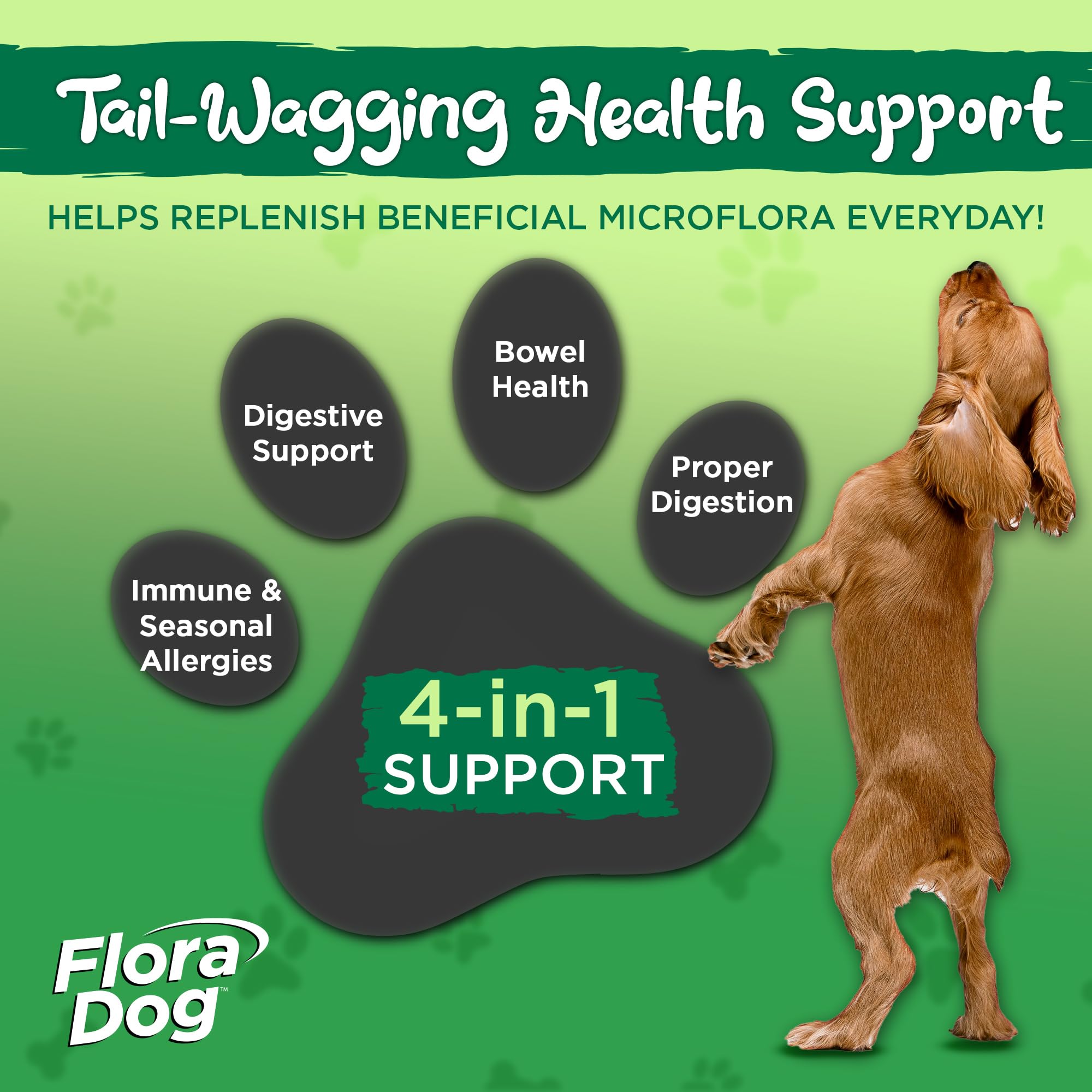 Flora Dog con prebióticos y 10 cepas caninas para soporte digestivo