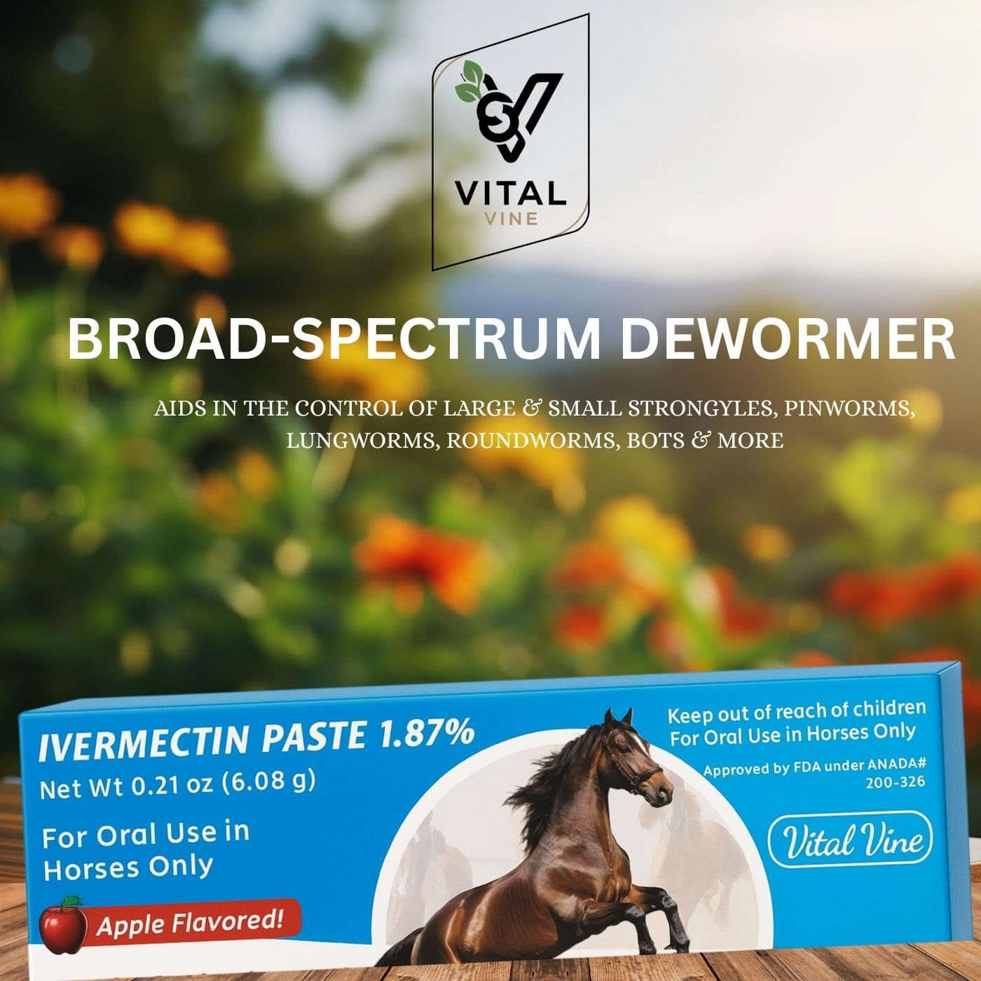 Vital Vine Ivermectina Paste en ambiente del caballo para administración cómoda