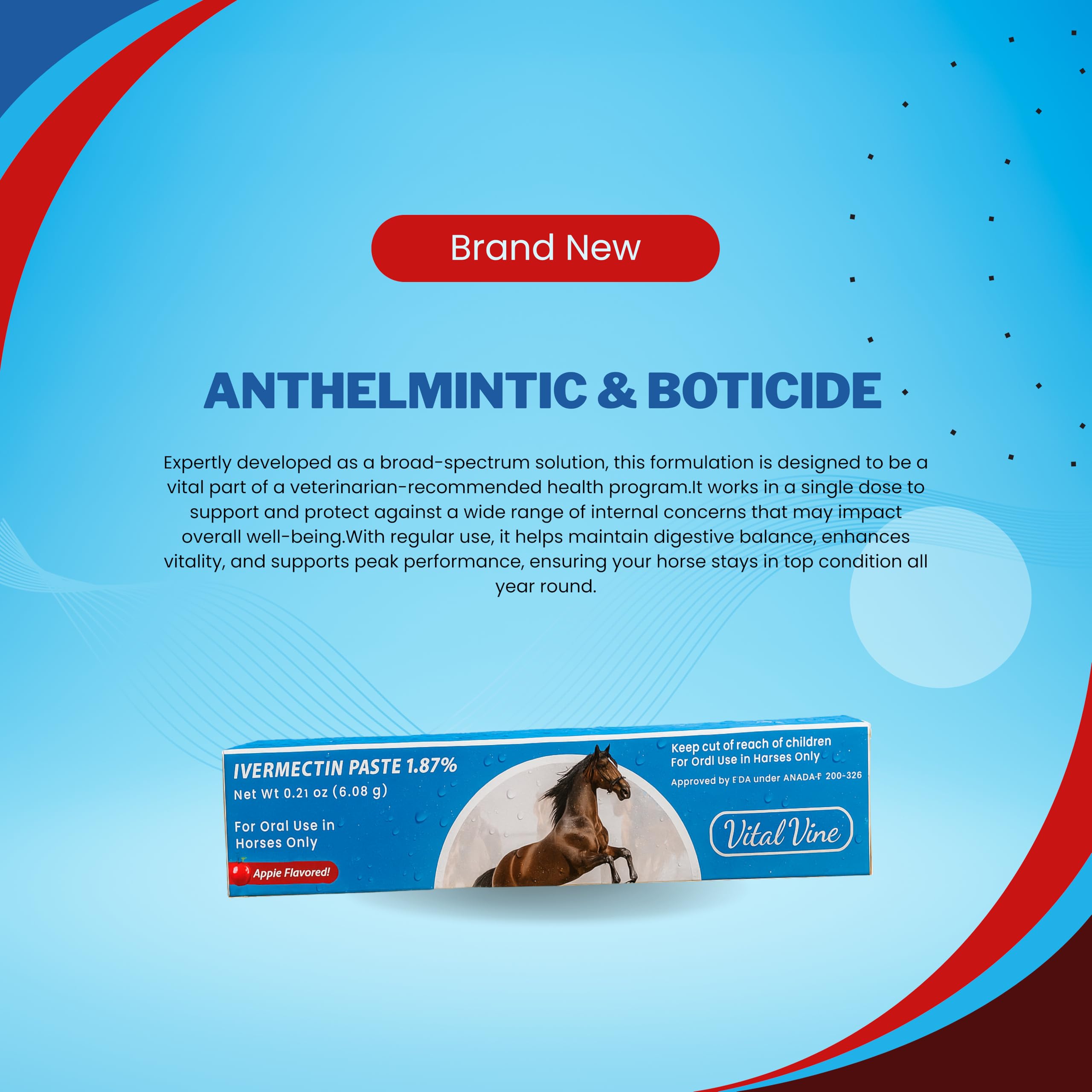 Vital Vine Ivermectina Paste envase con etiqueta segura