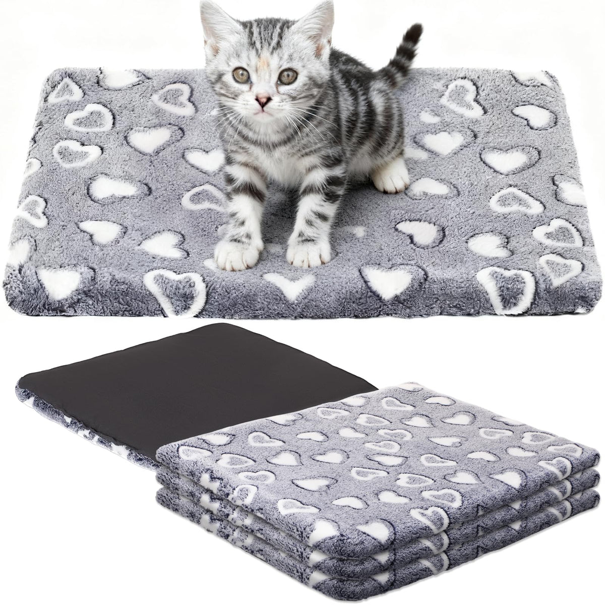 VitalCozy alfombrilla para jaula de perro con corazón gris 18x14, descanso cómodo para mascotas