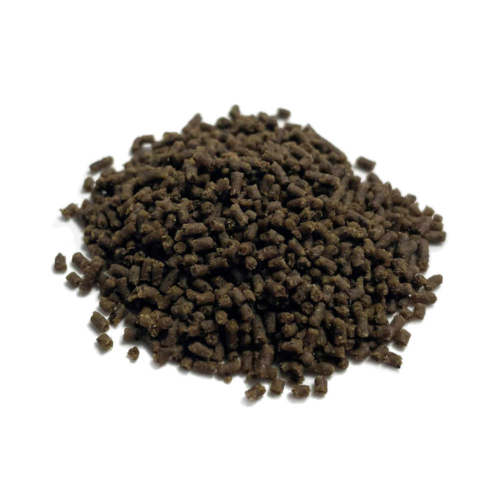 Vitalis Algas Marinas Pellets en tanque caen lentamente para una experiencia de alimentación natural.