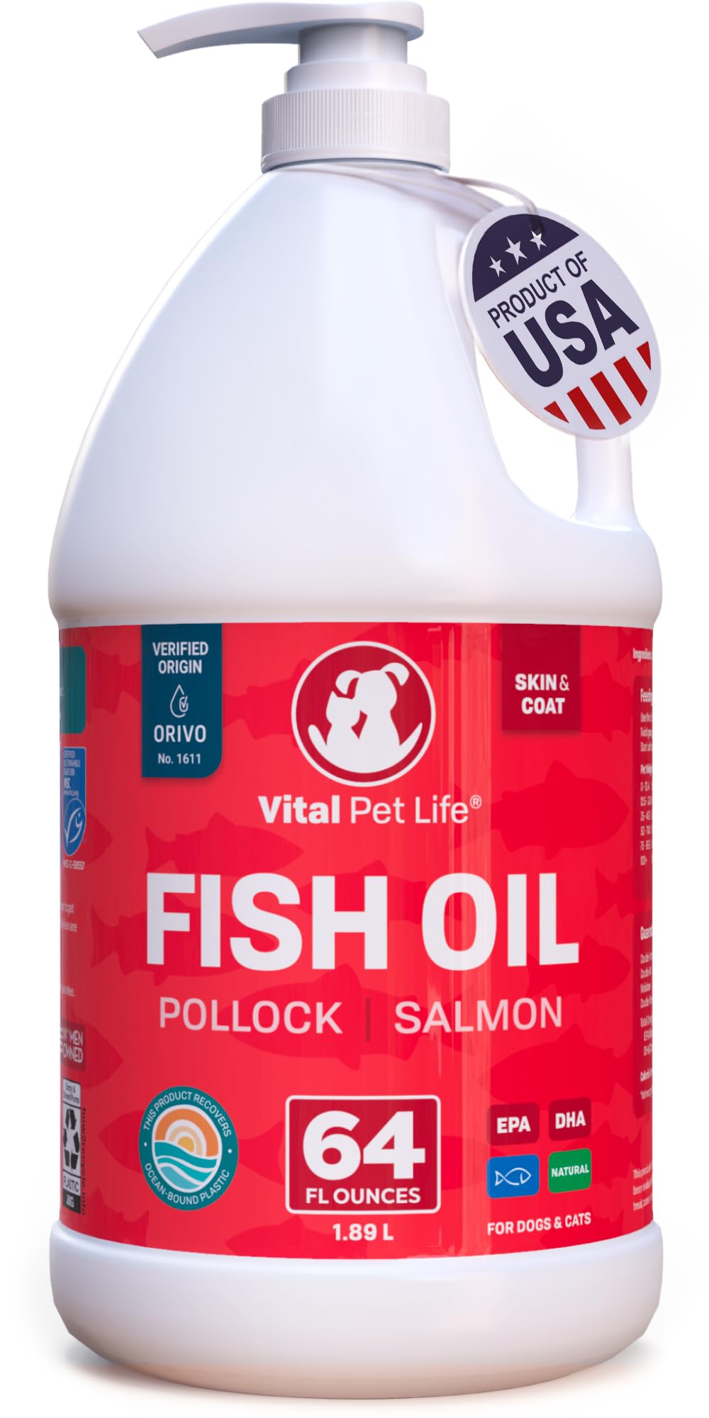 Vital Pet Life Aceite de Pescado para Perro en Bote: apoya piel y pelaje saludables.