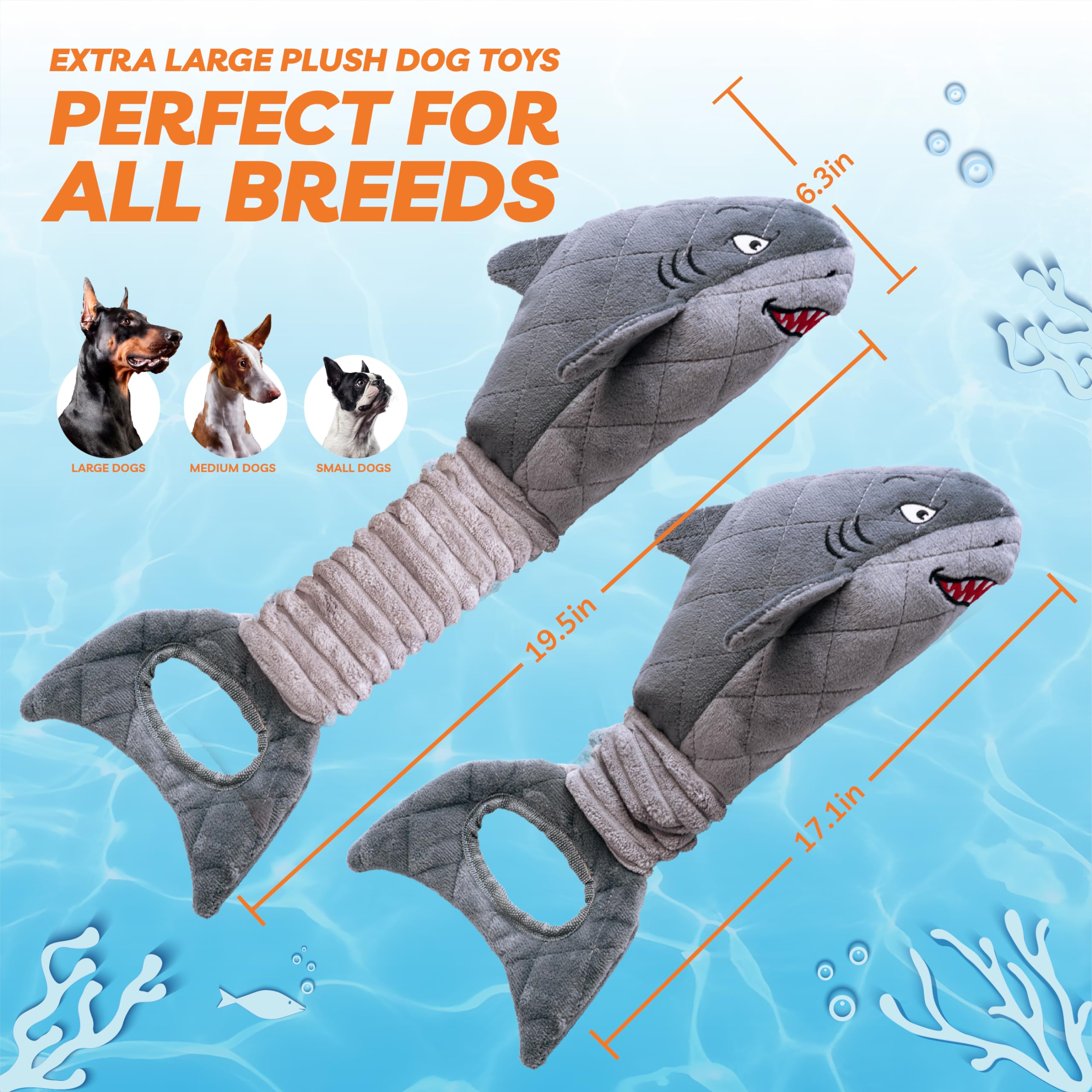 Vitscan tiburón interactivo para perros pequeños, seguro para dientes.