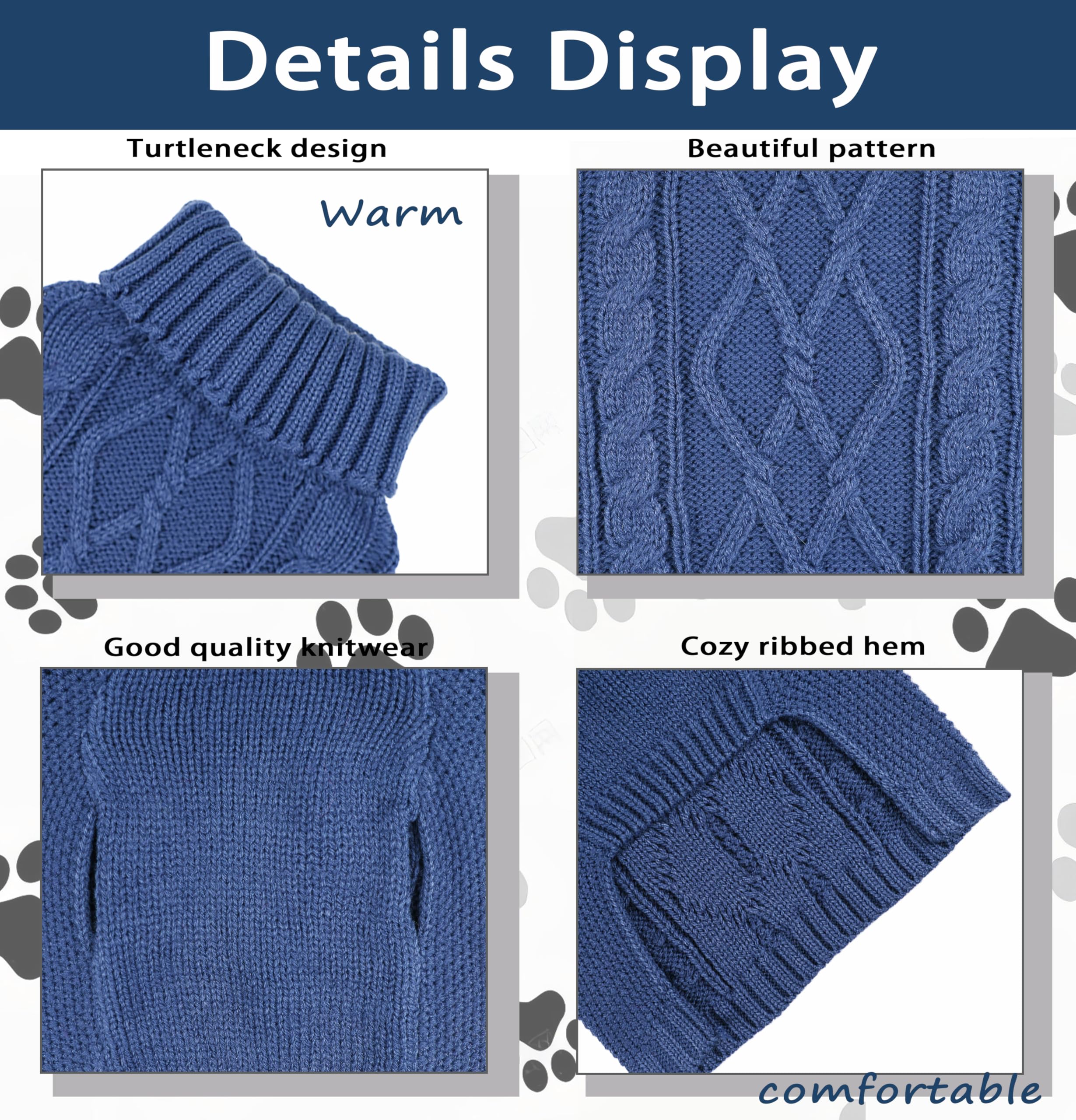 Viunimo sudadera para perro XS azul, detalle de cuello, mantiene el cuello caliente.