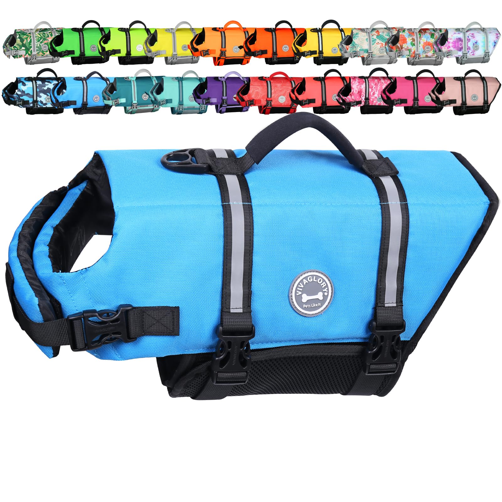 Chaleco salvavidas VIVAGLORY azul XXS con velcro seguro para paseos acuáticos.