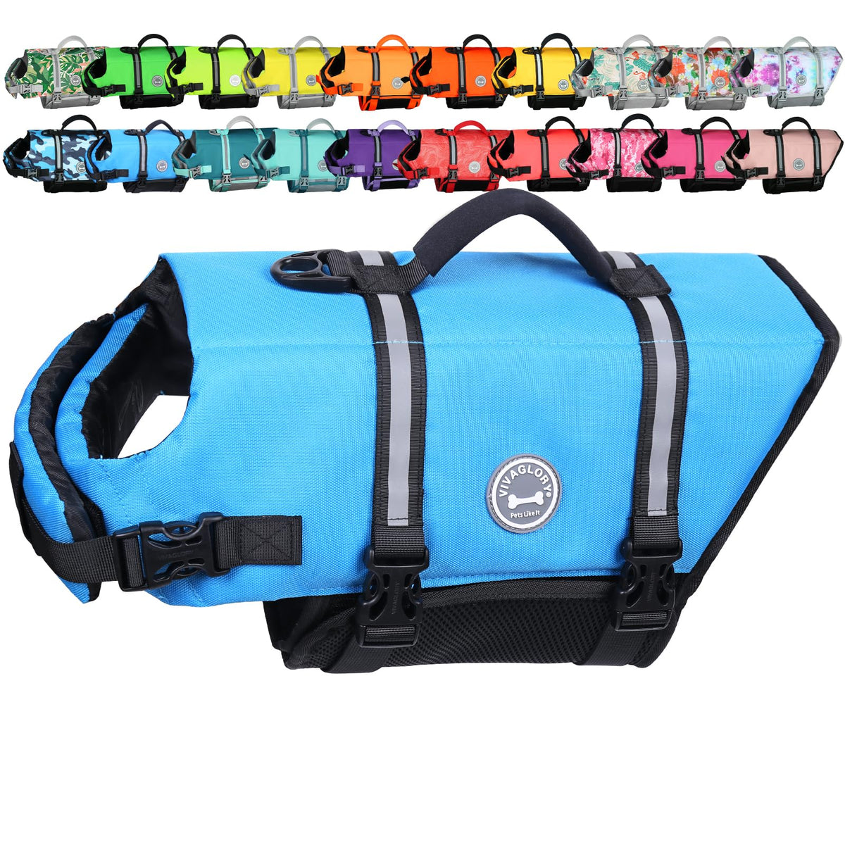 Chaleco salvavidas VIVAGLORY azul XXS con velcro seguro para paseos acuáticos.