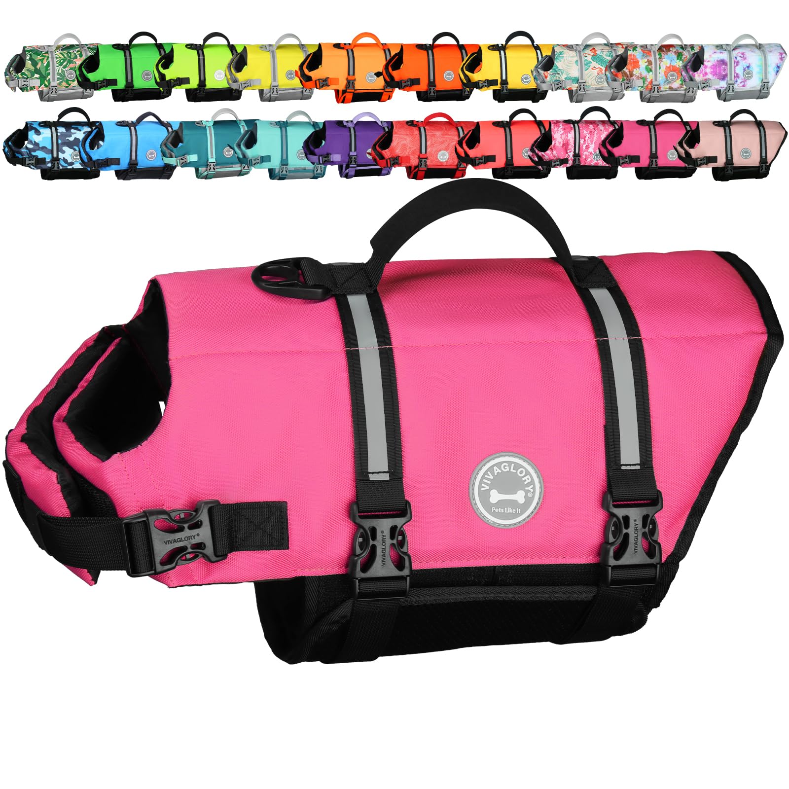 Chaleco salvavidas VIVAGLORY para perro Ripstop XL Rosa, flotación estable