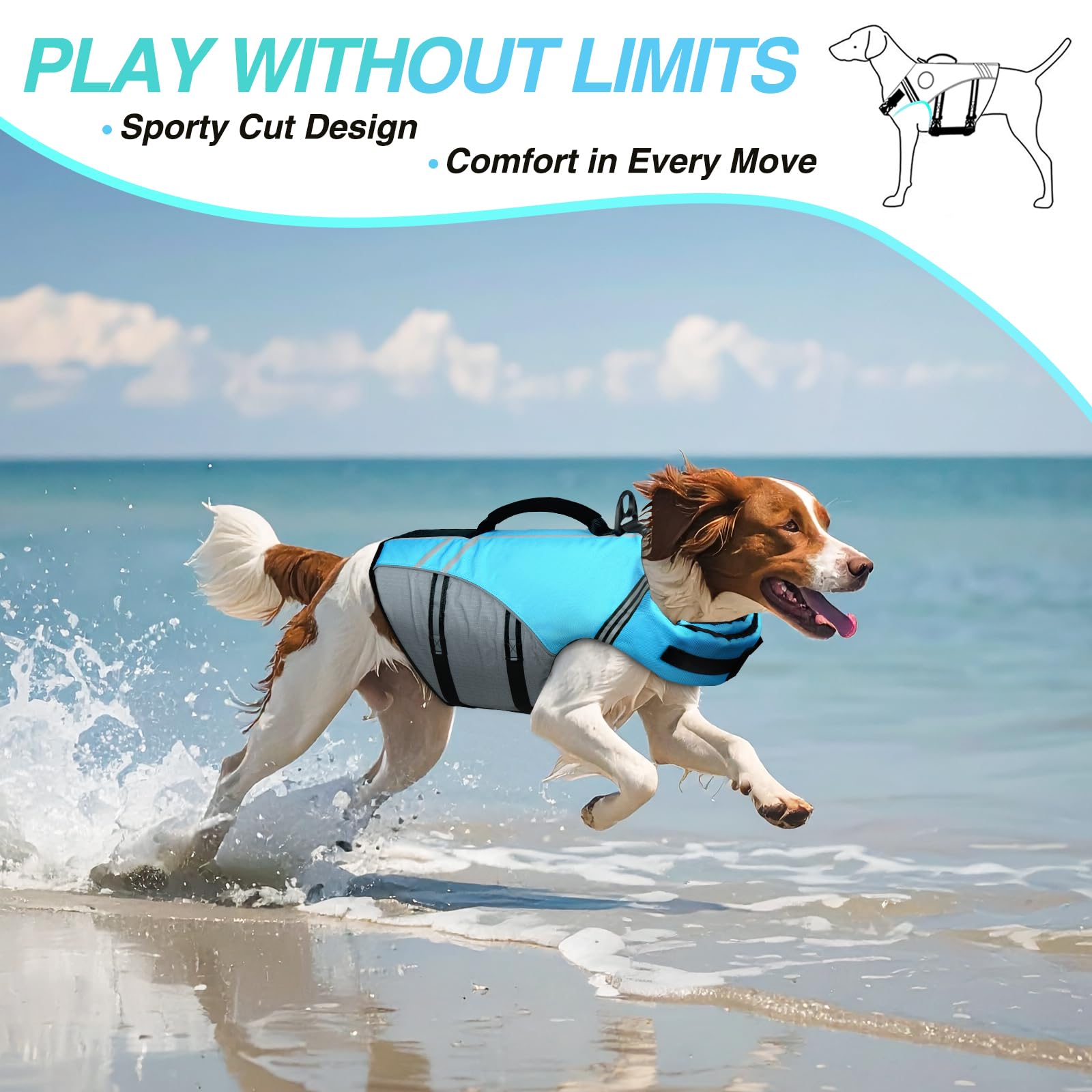 Chaleco salvavidas VIVAGLORY visto de espalda con máxima flotabilidad