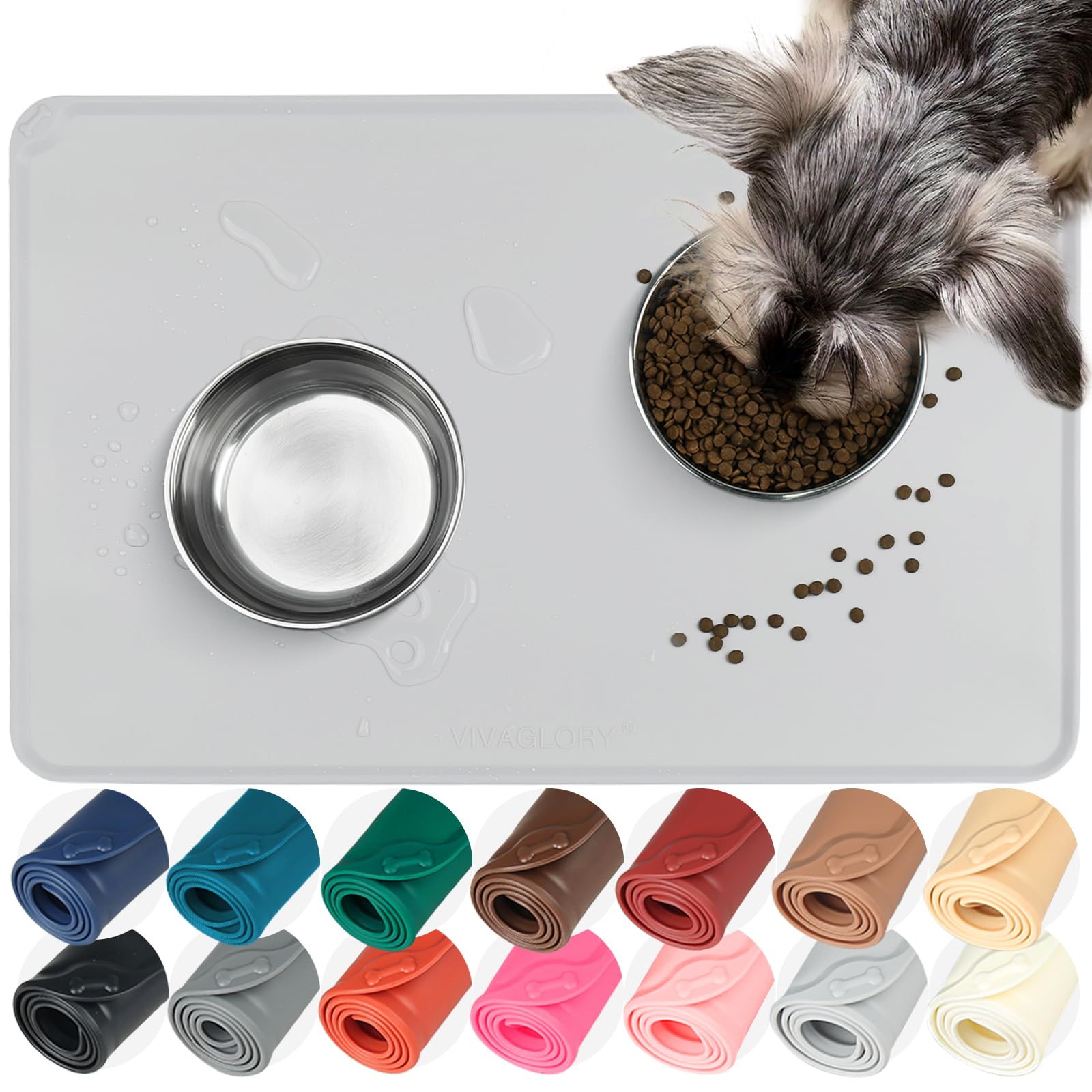 VIVAGLORY FlexMat, almohadilla anti derrames para comida de perro, mantiene el área limpia durante las comidas