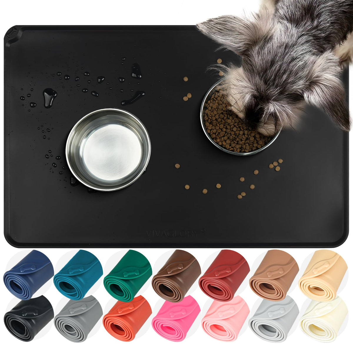 VIVAGLORY Flexmat, placa de alimentos para perro, evita derrames y facilita la limpieza.
