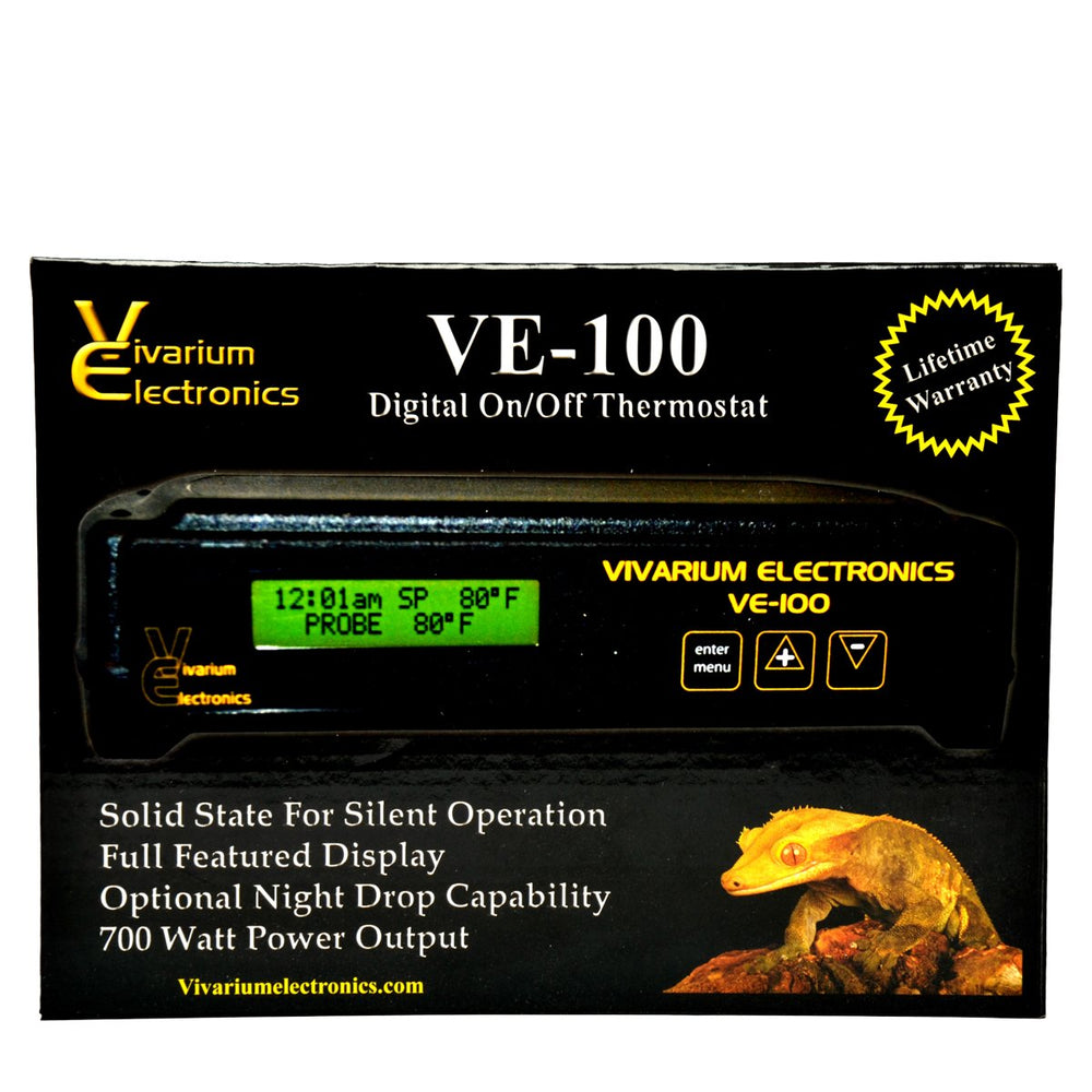 VE-100 de Vivarium Electronics, termostato de mesa con pantalla retroiluminada para controlar la temperatura
