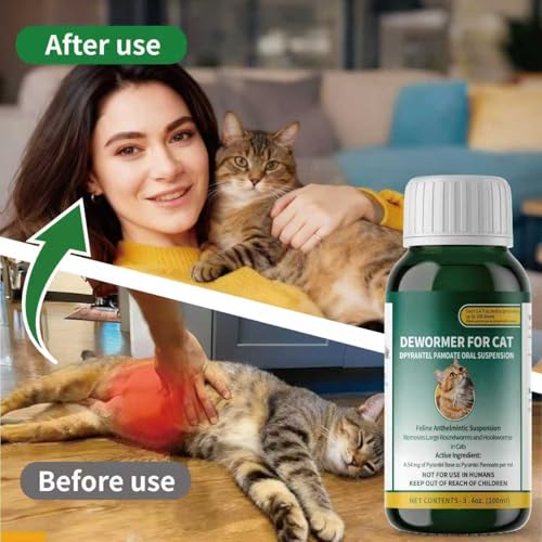 Frasco de 100 ml de desparasitante para gatos, dosis diaria simple.