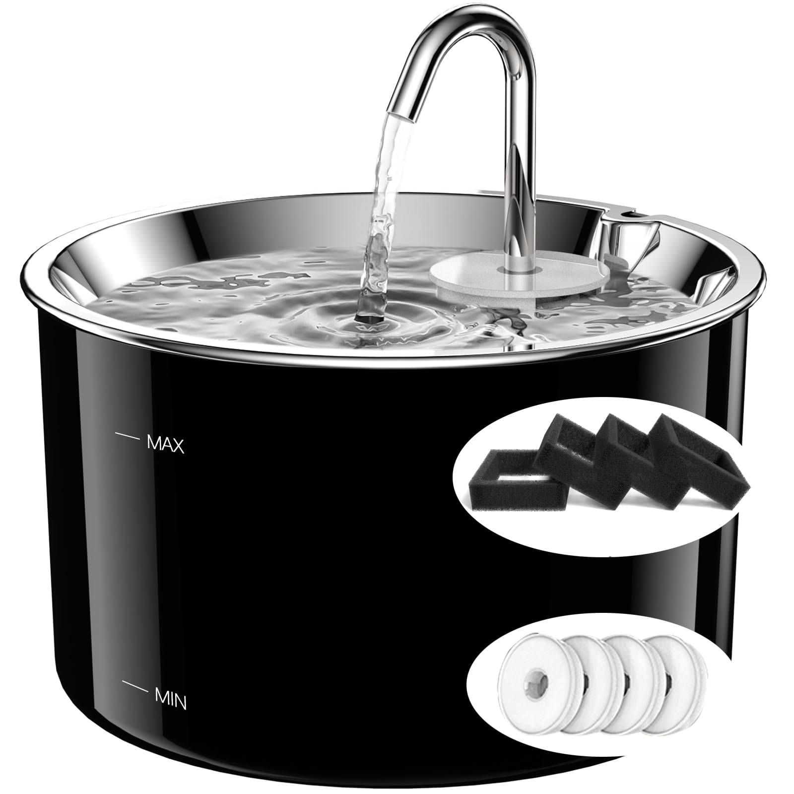 Bebedero VIVIDORAMA para gatos en acero inoxidable, fácil de limpiar y con gran capacidad.