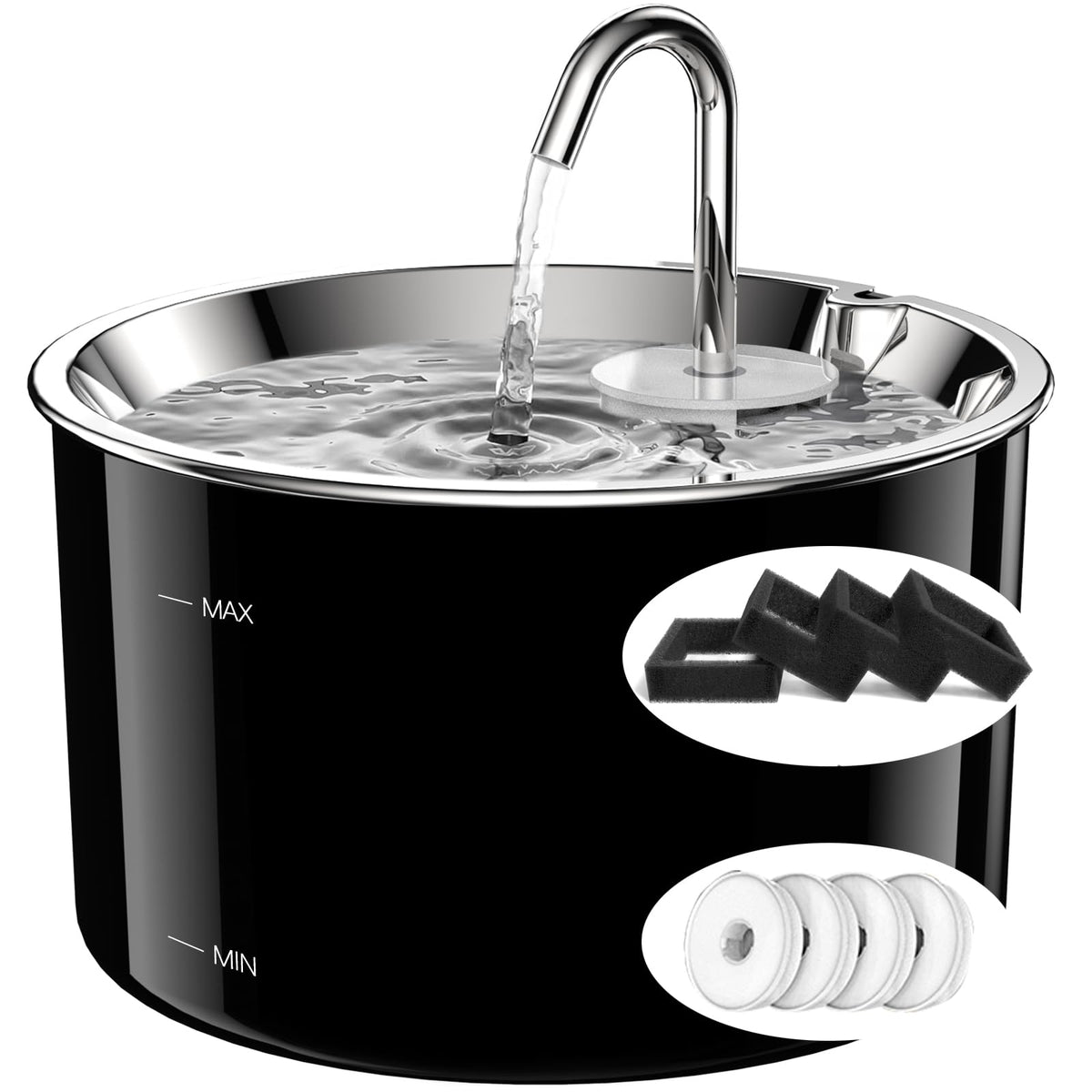Bebedero VIVIDORAMA para gatos en acero inoxidable, fácil de limpiar y con gran capacidad.