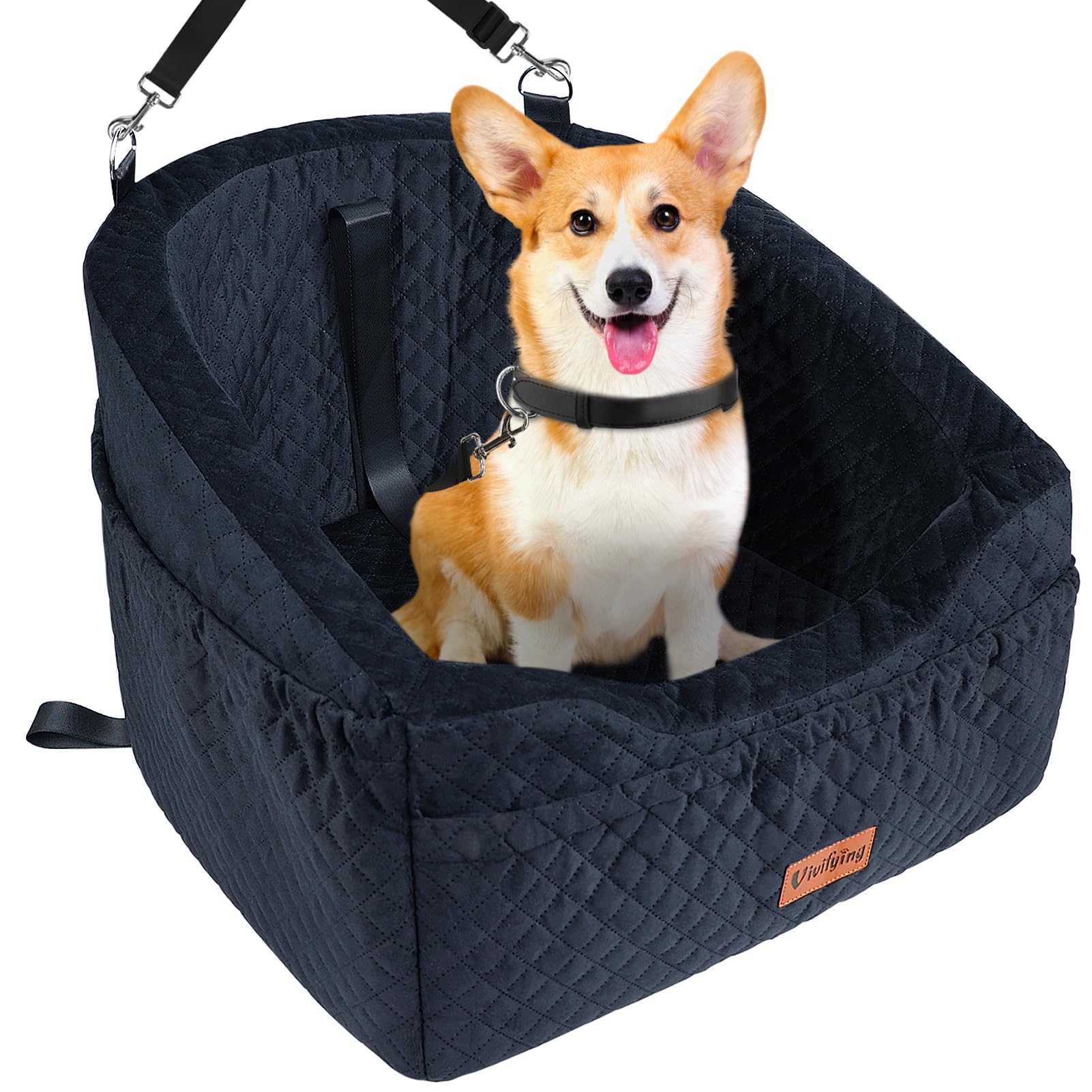 Vivifying asiento coche para perros, vista general, mejora seguridad y comodidad en cada viaje.