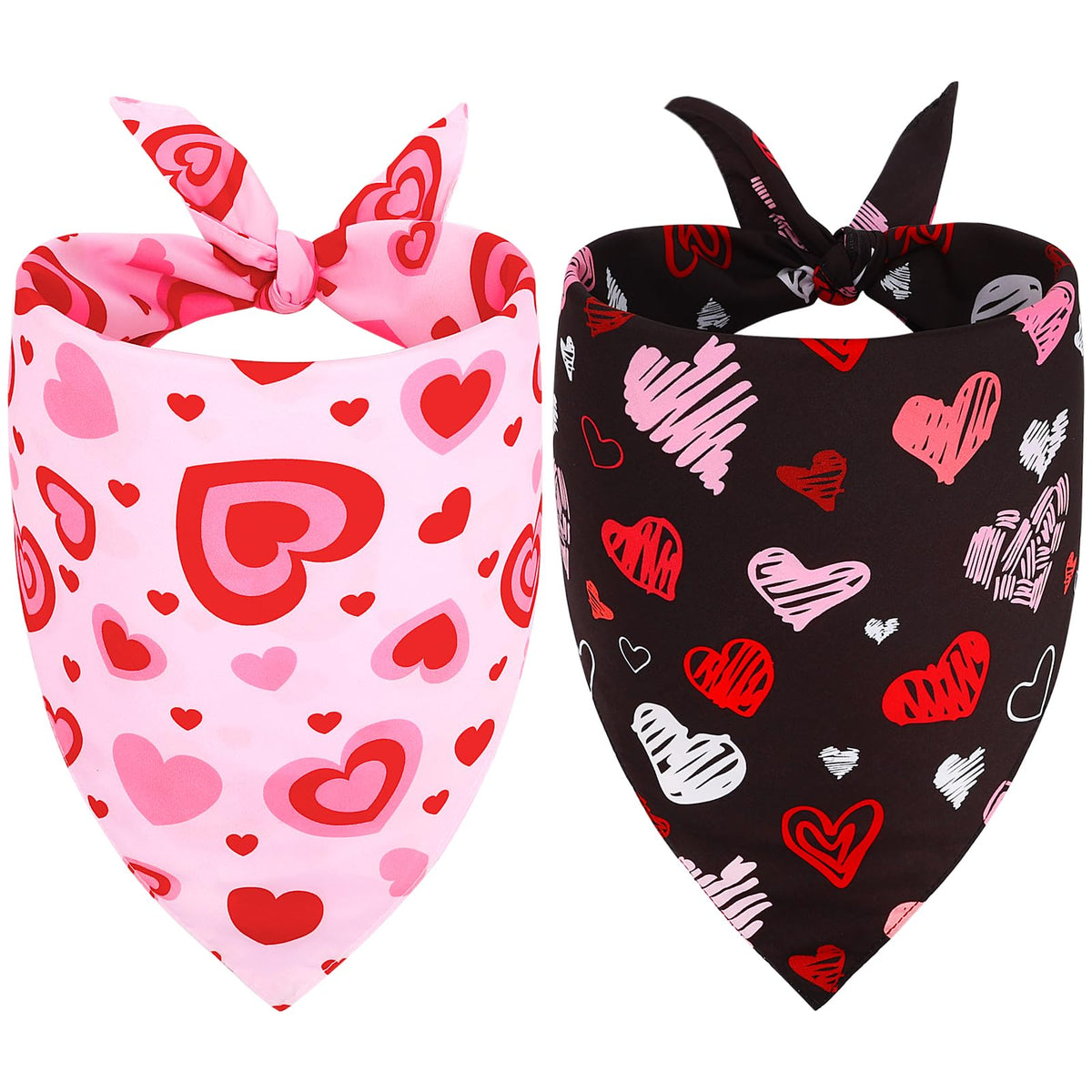 Bandana Vivifying para perro con corazones en triángulo, reversible para fotos festivas
