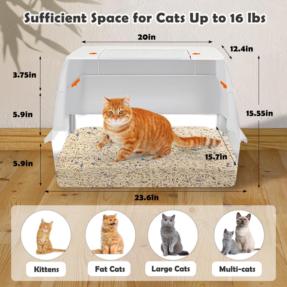 Vivifying caja-arena-xl puerta lateral abierta, fácil acceso para gatos.