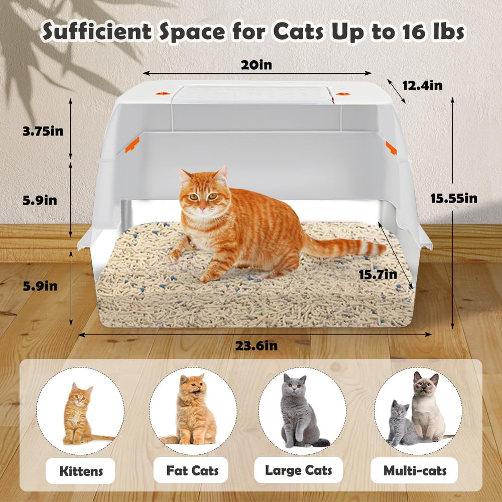 Vivifying caja-arena-xl puerta lateral abierta, fácil acceso para gatos.