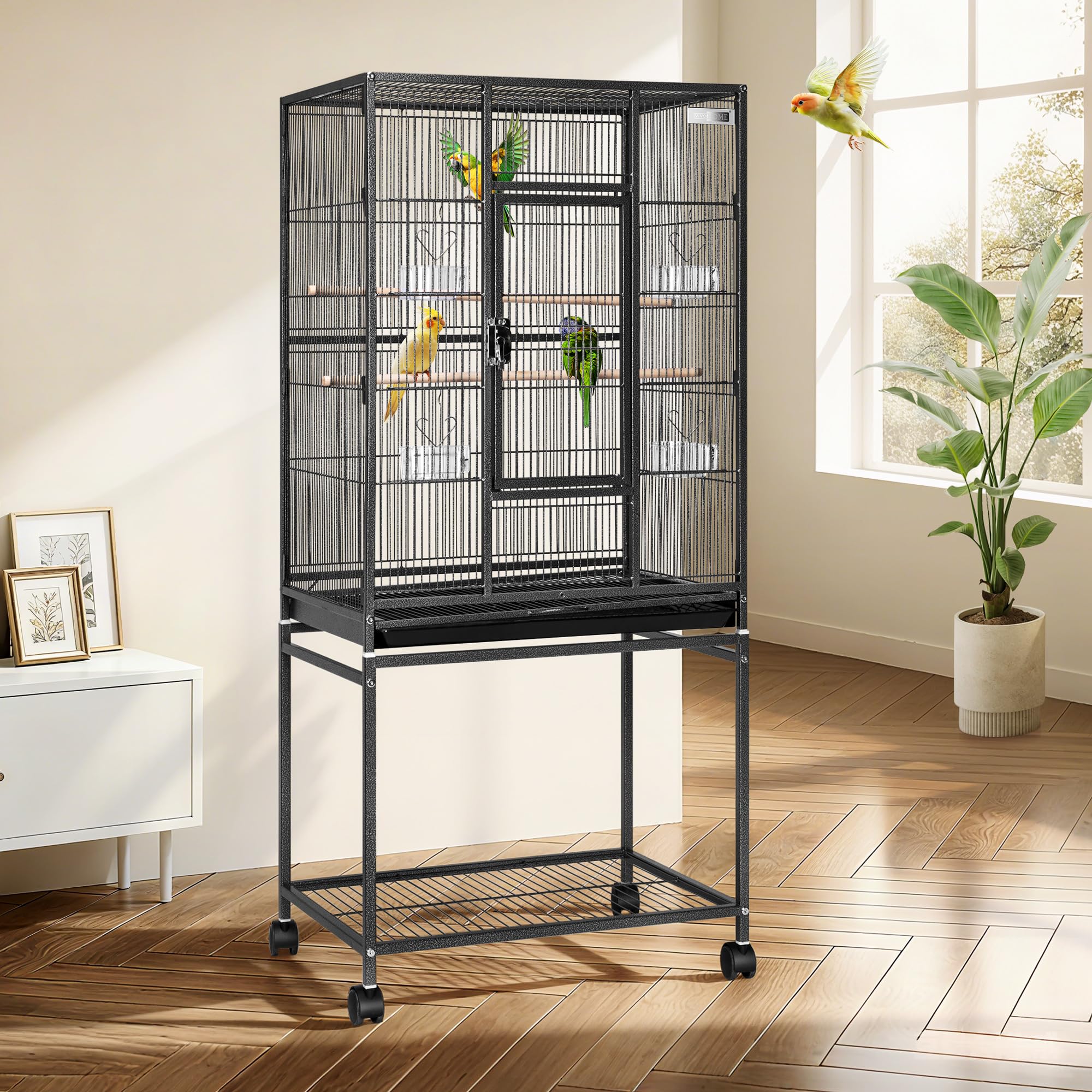 Jaula VIVOHOME para aves de 54 pulgadas con base rodante para mover entre habitaciones