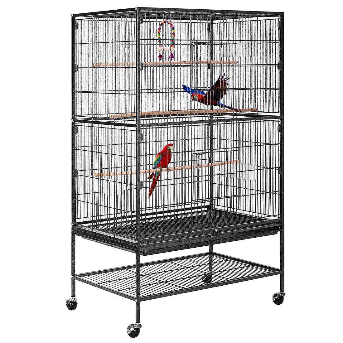 VIVOHOME jaula de hierro forjado de 53 pulgadas, vista frontal elegante para aves