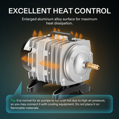 Bomba VIVOSUN en aluminio disipando calor para uso continuo.