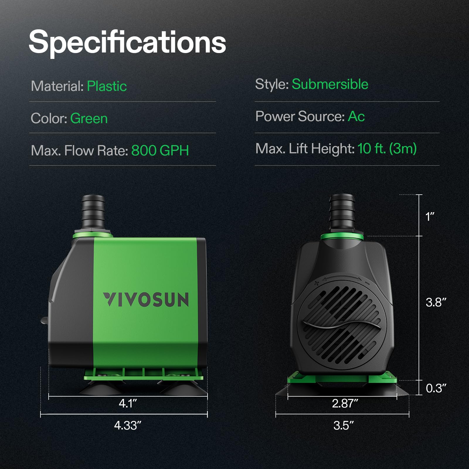 Ideal para hidroponía gracias al flujo estable de VIVOSUN 800 GPH.
