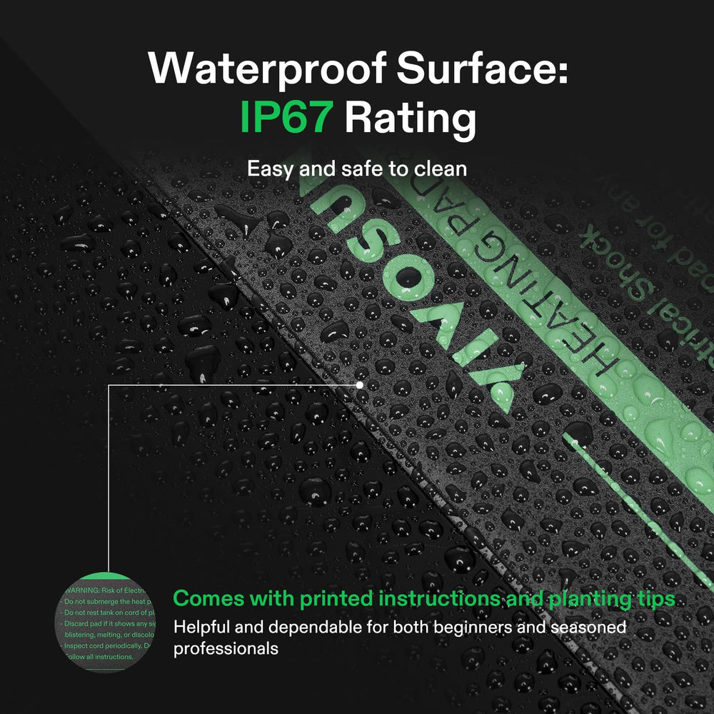Superficie impermeable IP67 de VIVOSUN facilita limpieza y durabilidad en terrarios húmedos.