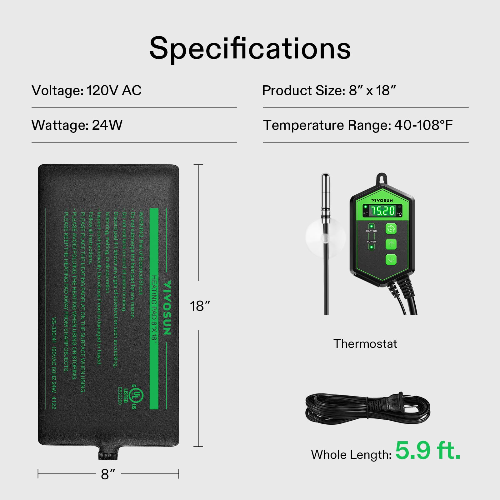 Termostato compatible de VIVOSUN con otras esteras de calor para terrarios.