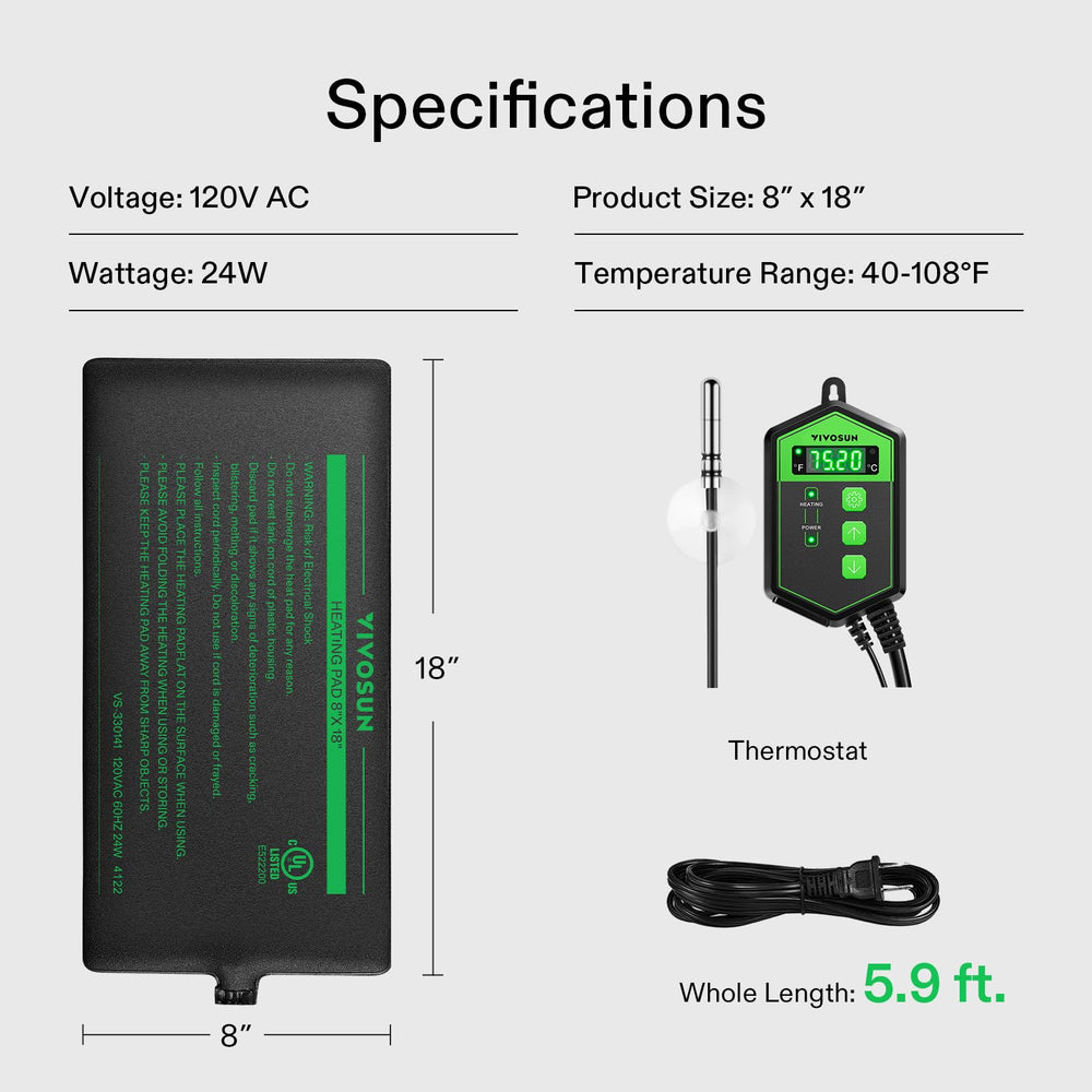 Termostato compatible de VIVOSUN con otras esteras de calor para terrarios.
