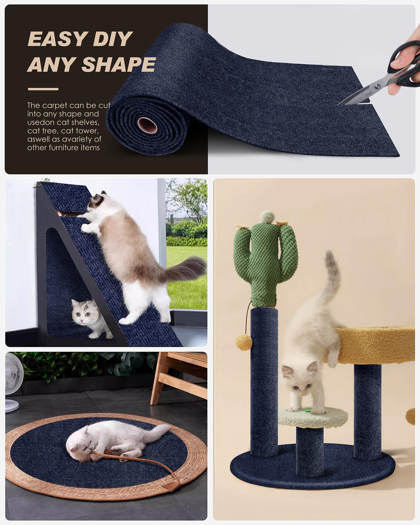 VIVOYAN tapete rasca-gatos 78-7x15-8 para sofá protege tapizado
