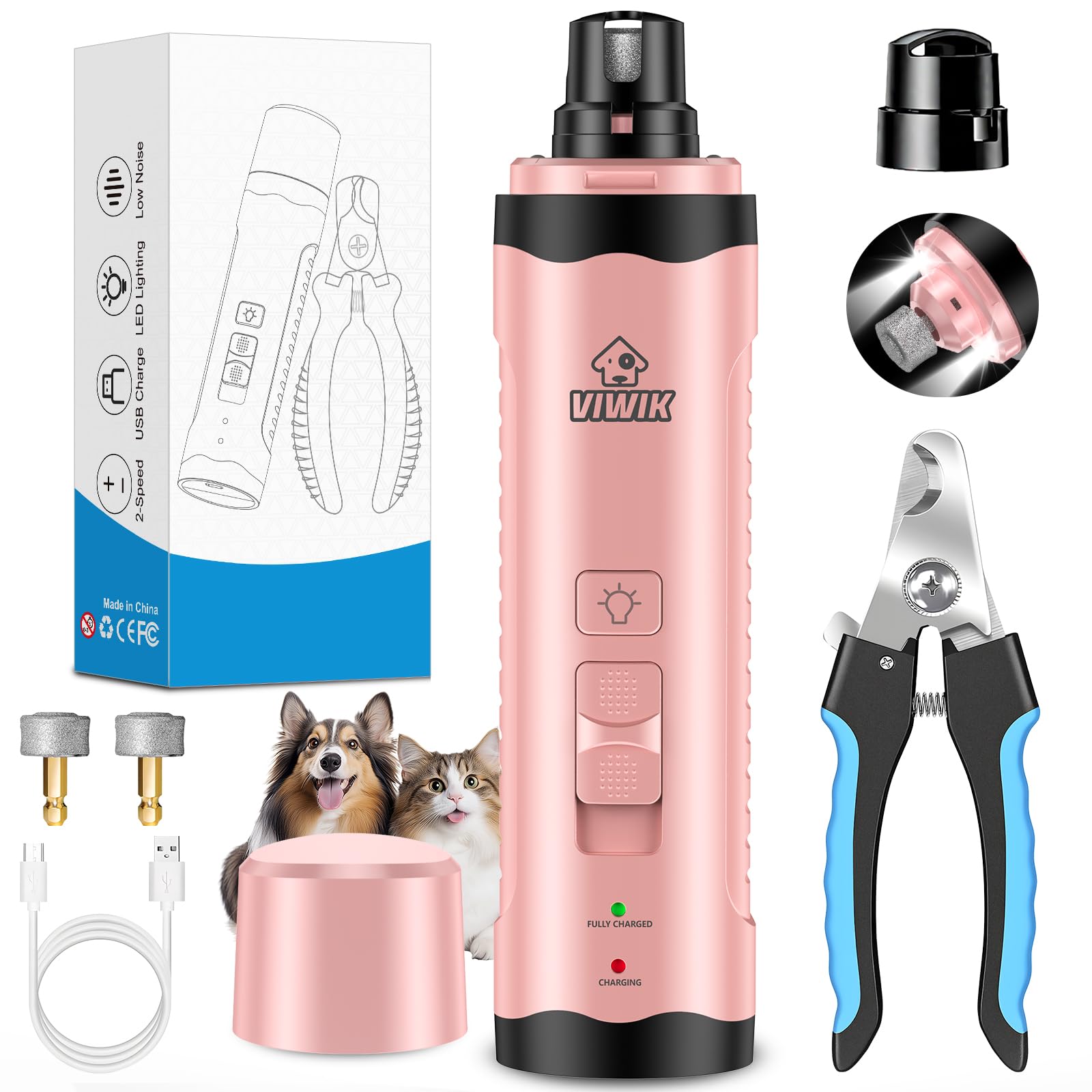 ViWIK corta uñas para perros con luz LED facilita un corte preciso.