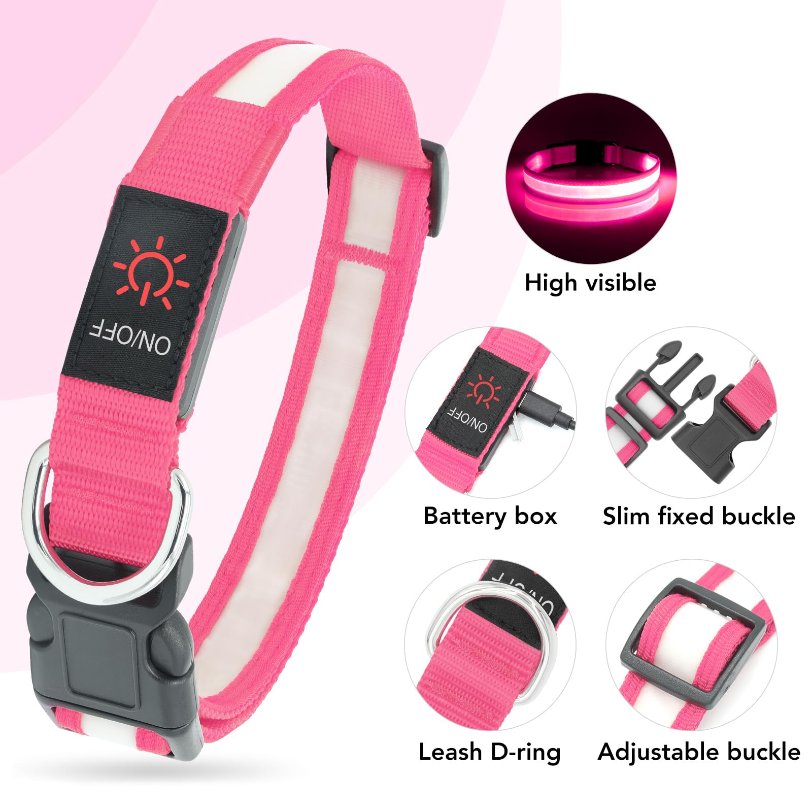 Collar Vizpet LED se recarga por USB sin necesidad de baterías