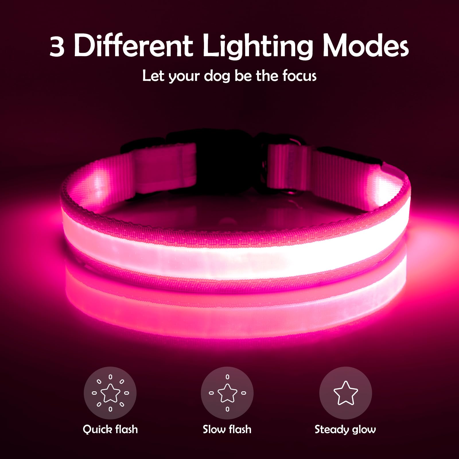 Collar Vizpet LED de TPU, material duradero y suave para perros activos