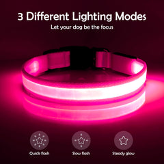 Collar Vizpet LED de TPU, material duradero y suave para perros activos