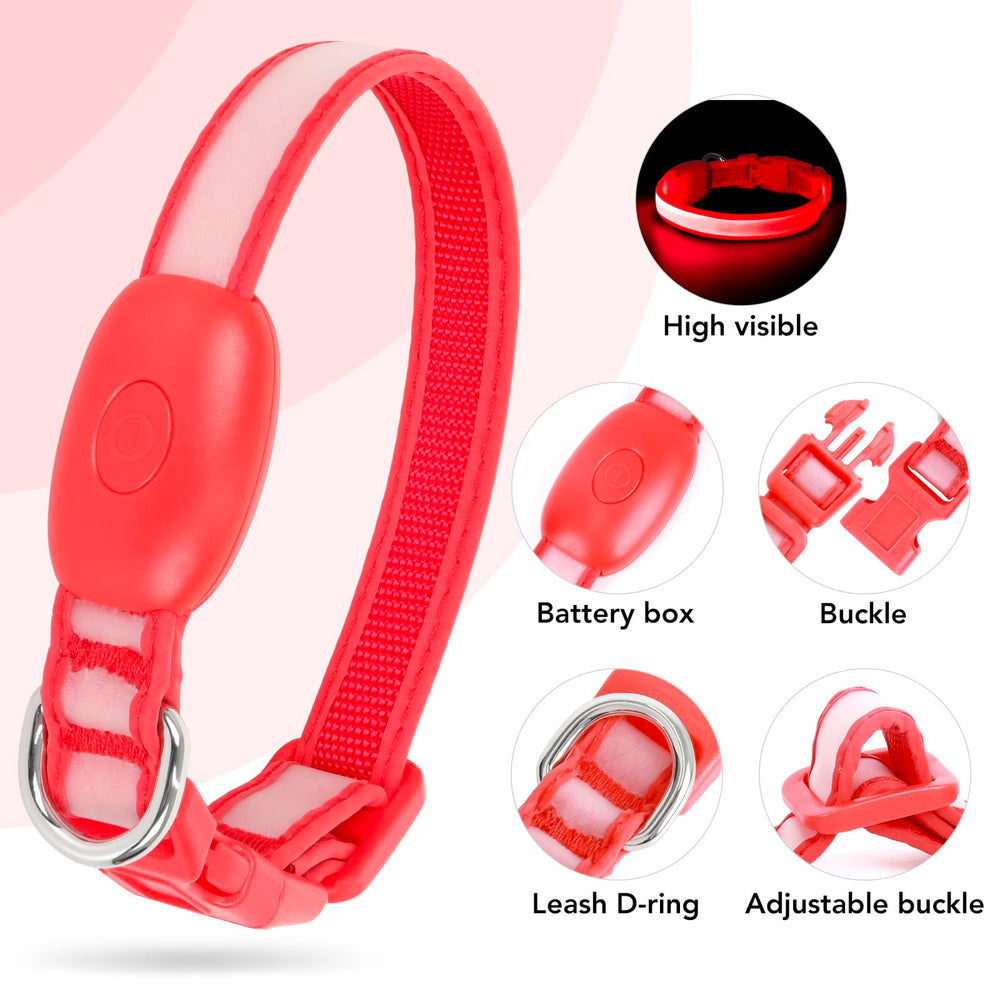 Vizpet collar luz cierre rapido rojo XS, colocación rápida y segura.