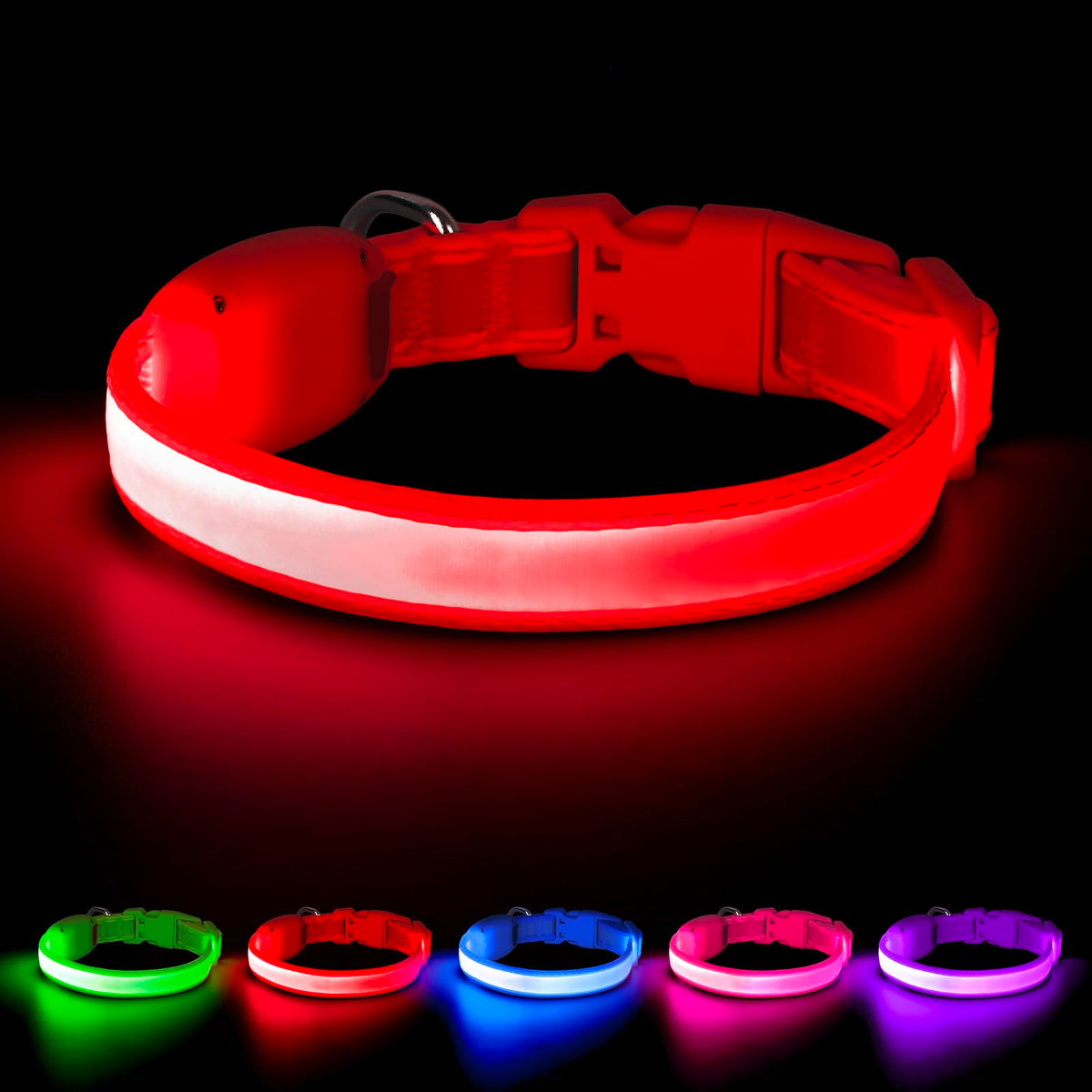 Vizpet collar luz perro-xs-rojo, mejora la visibilidad nocturna para paseos seguros.