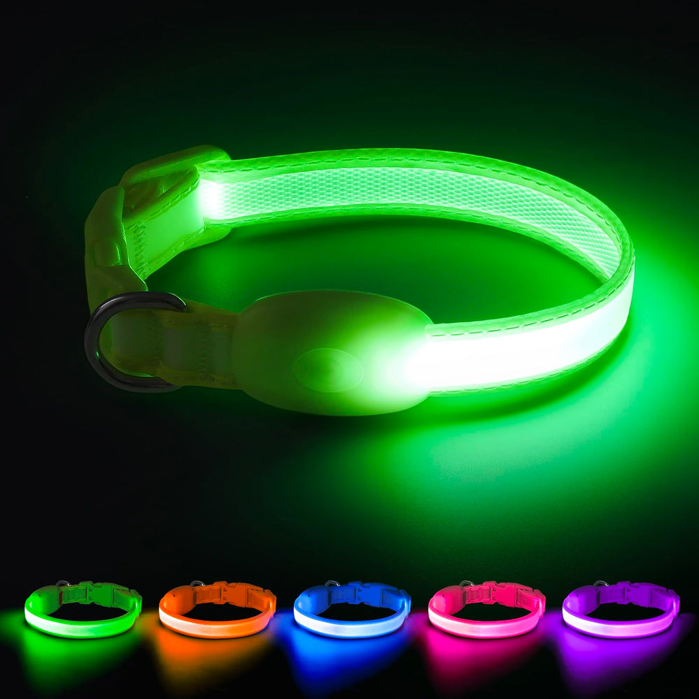 Collar Vizpet luminoso verde XS para perro pequeño, visibilidad nocturna