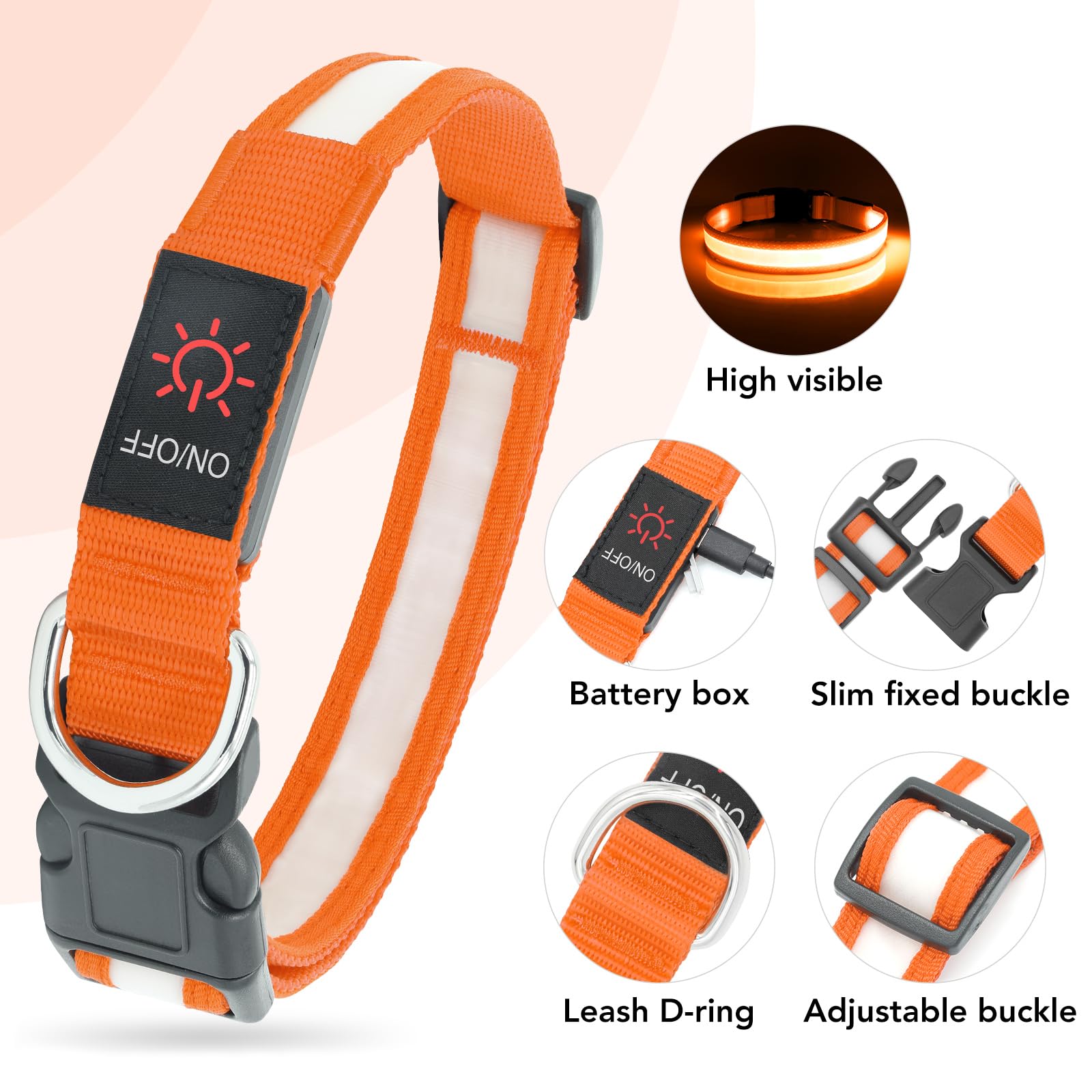 Vizpet collar LED se recarga por USB para uso práctico