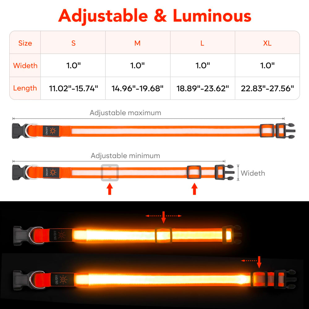 Vizpet collar LED con tres modos de iluminación para diferentes entornos