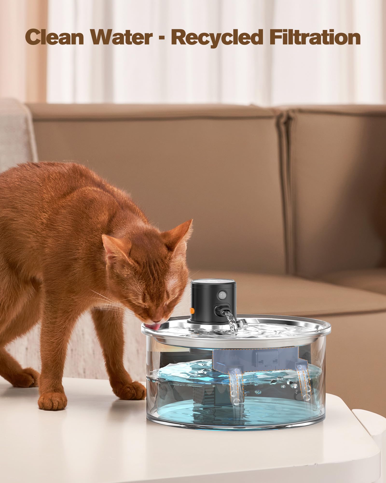 VKIMISS mantenimiento de la fuente; agua clara y motor protegido