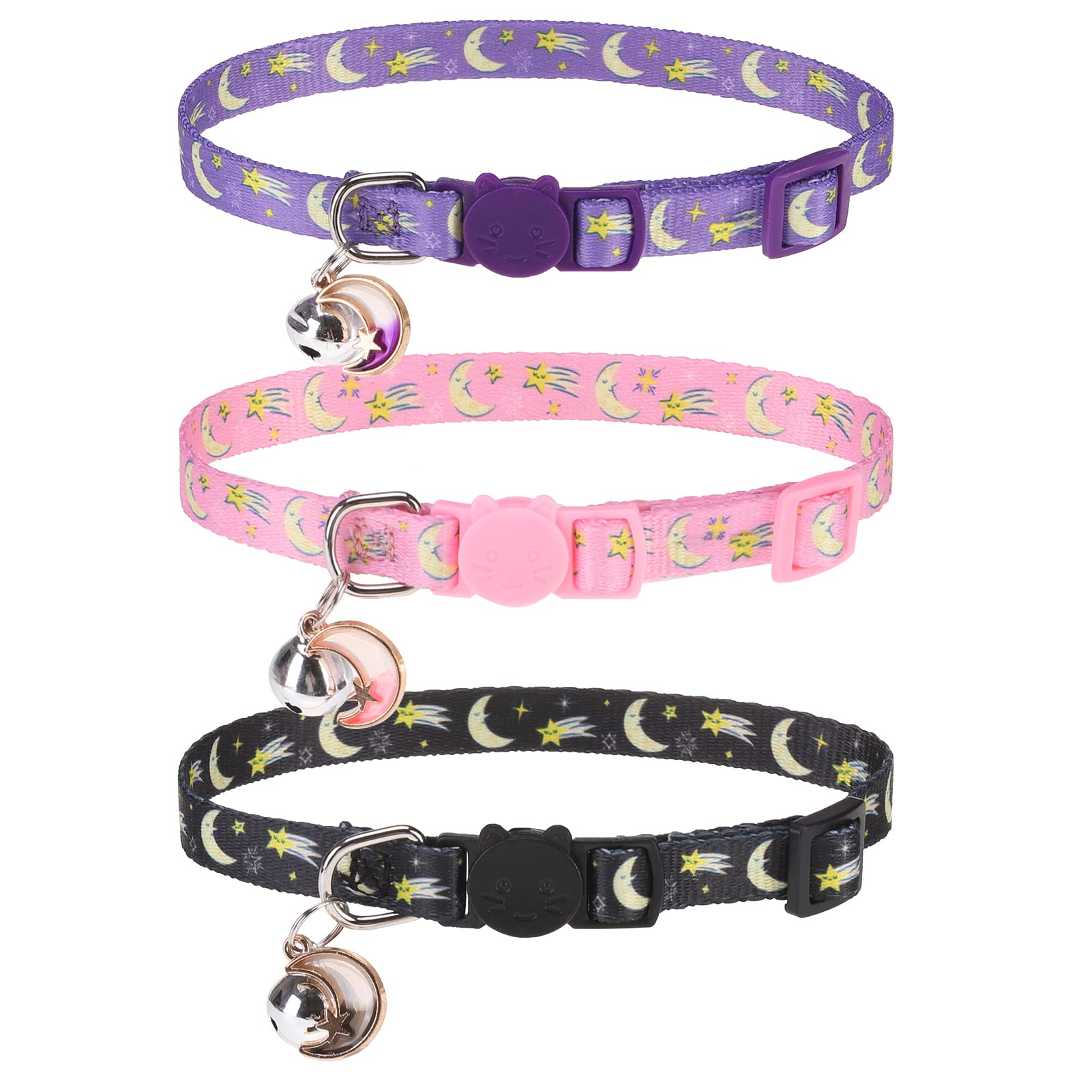 VKPETFR collar Moon&Star ajustable 8-12 pulgadas, comodidad diaria para gatos.