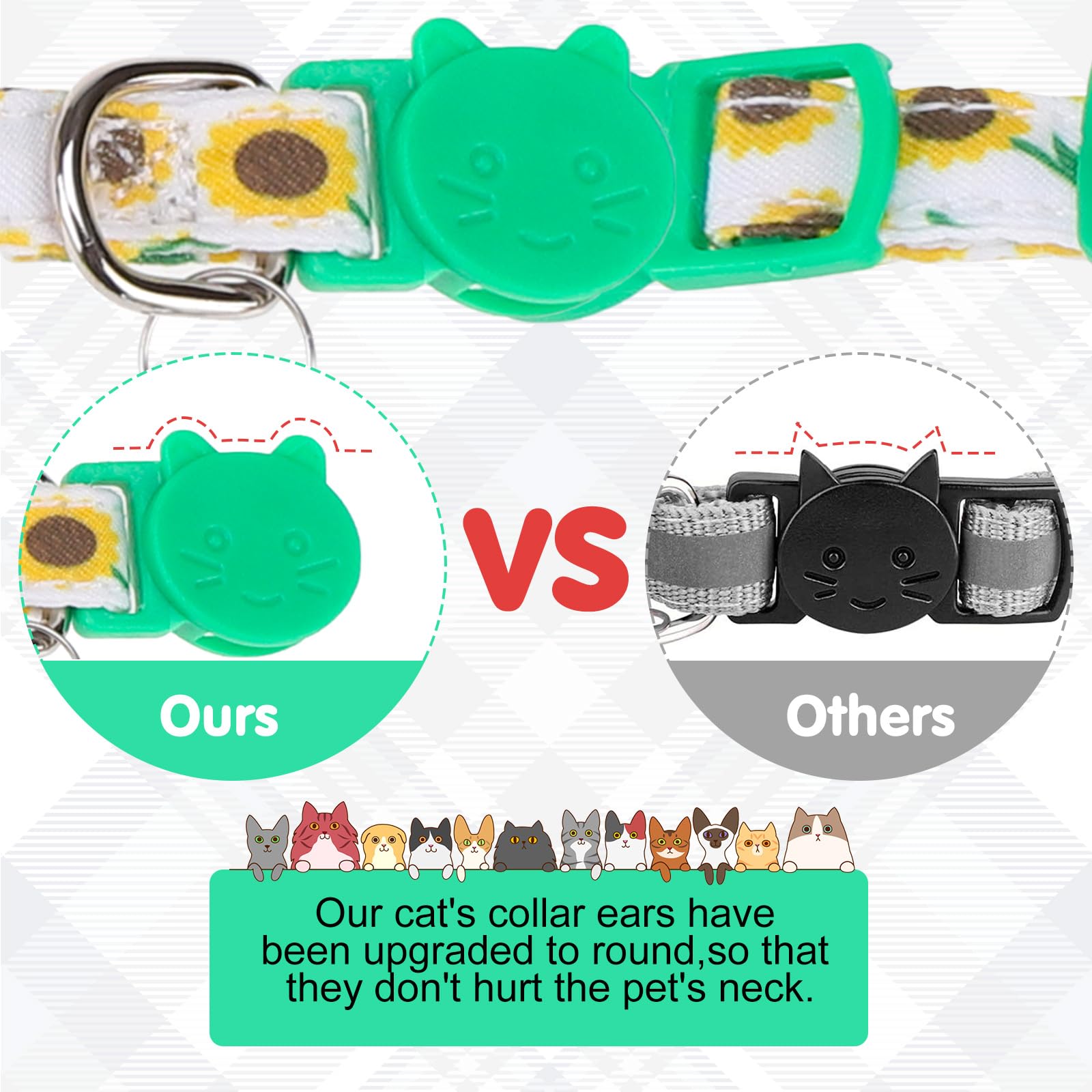 VKPETFR collar gatos bandana desmontable para diferentes estilos.