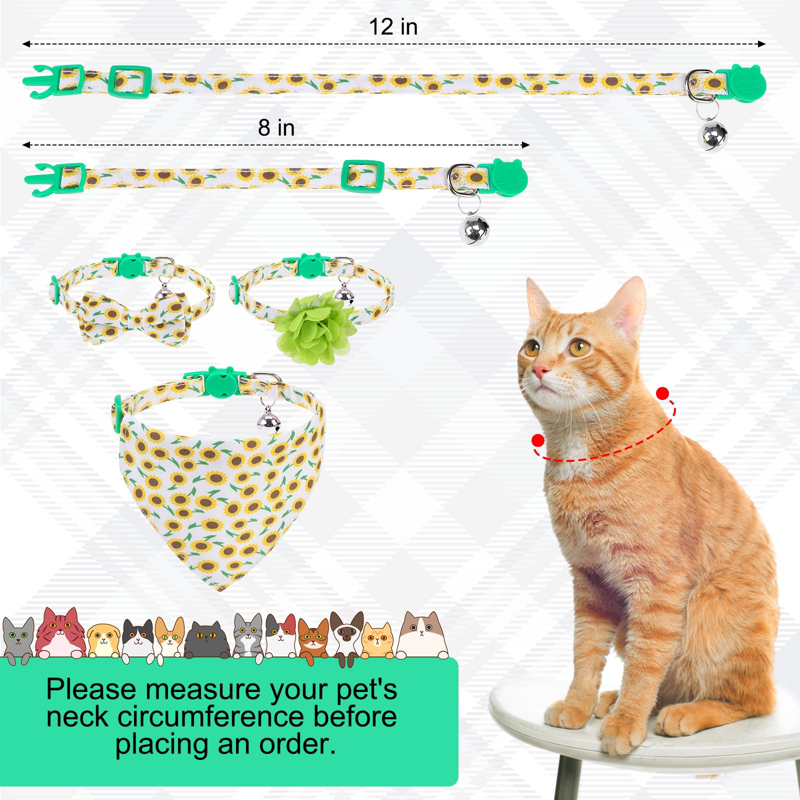 VKPETFR collar gatos flor con dijes removibles para personalización diaria.